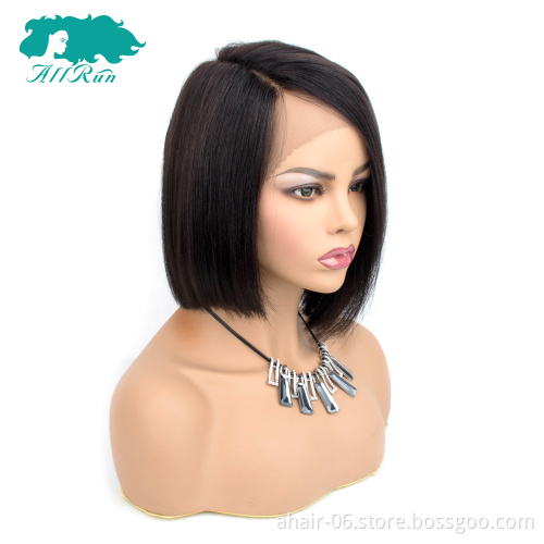 100% Virgin Human Remy Hair Swiss Lace Wigs , 150 Density 10A Natural Color Short Lace Bob Wigs For Black Women